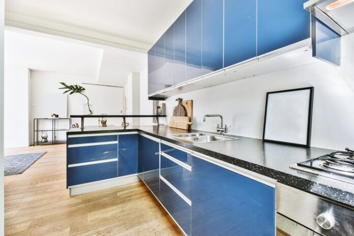 blue kitchen cabinets